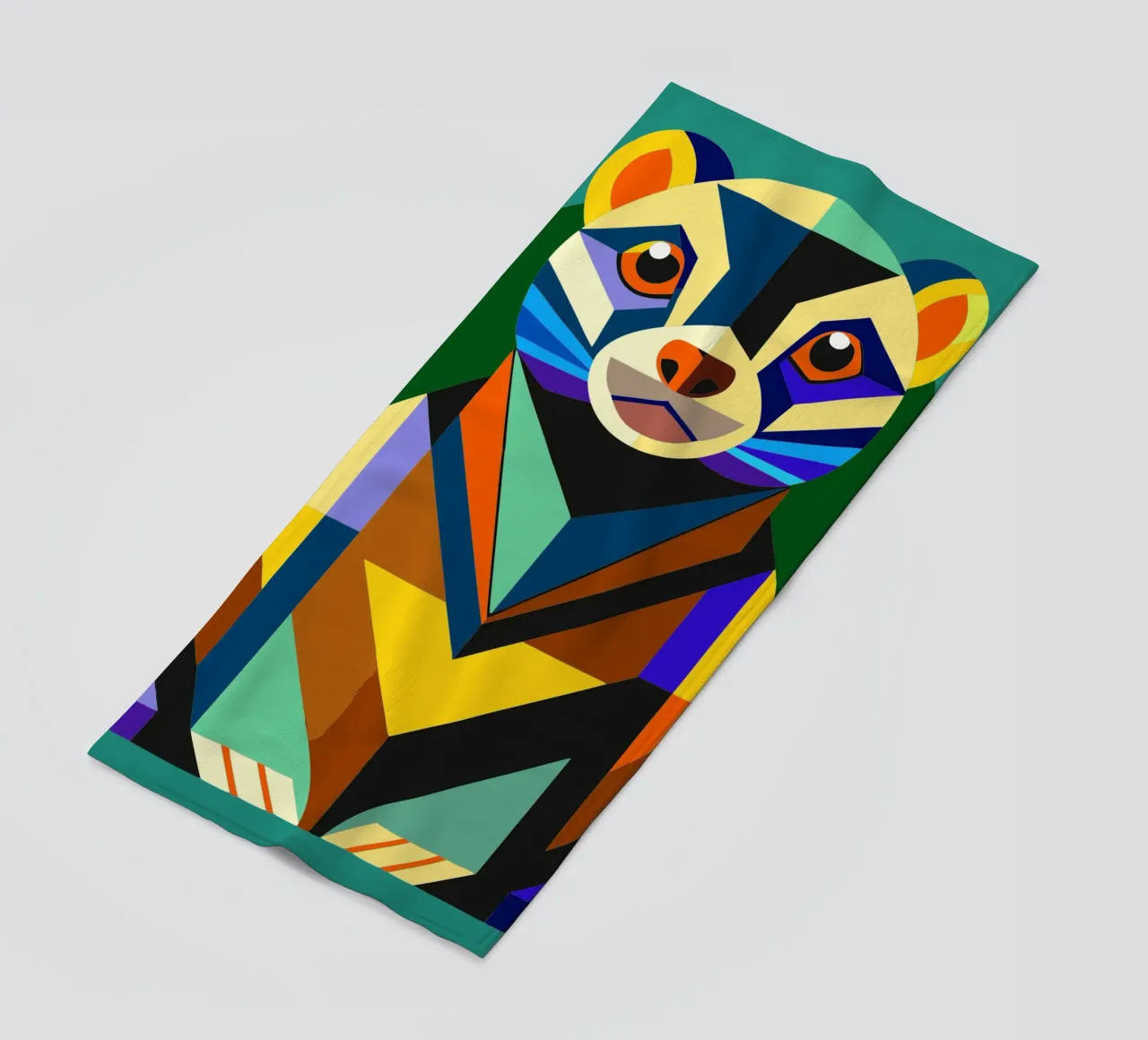 ilustrazione geometrica del furetto telo mare da nemaro