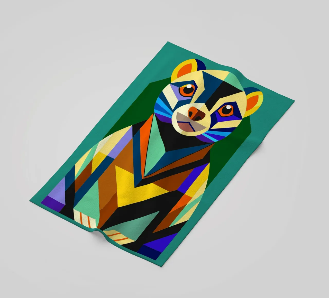 ilustrazione geometrica del furetto telo mare da nemaro