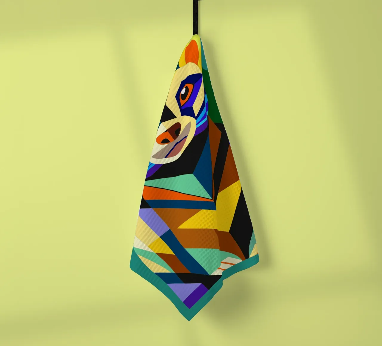 ilustrazione geometrica del furetto canovaccio da cucina da nemaro