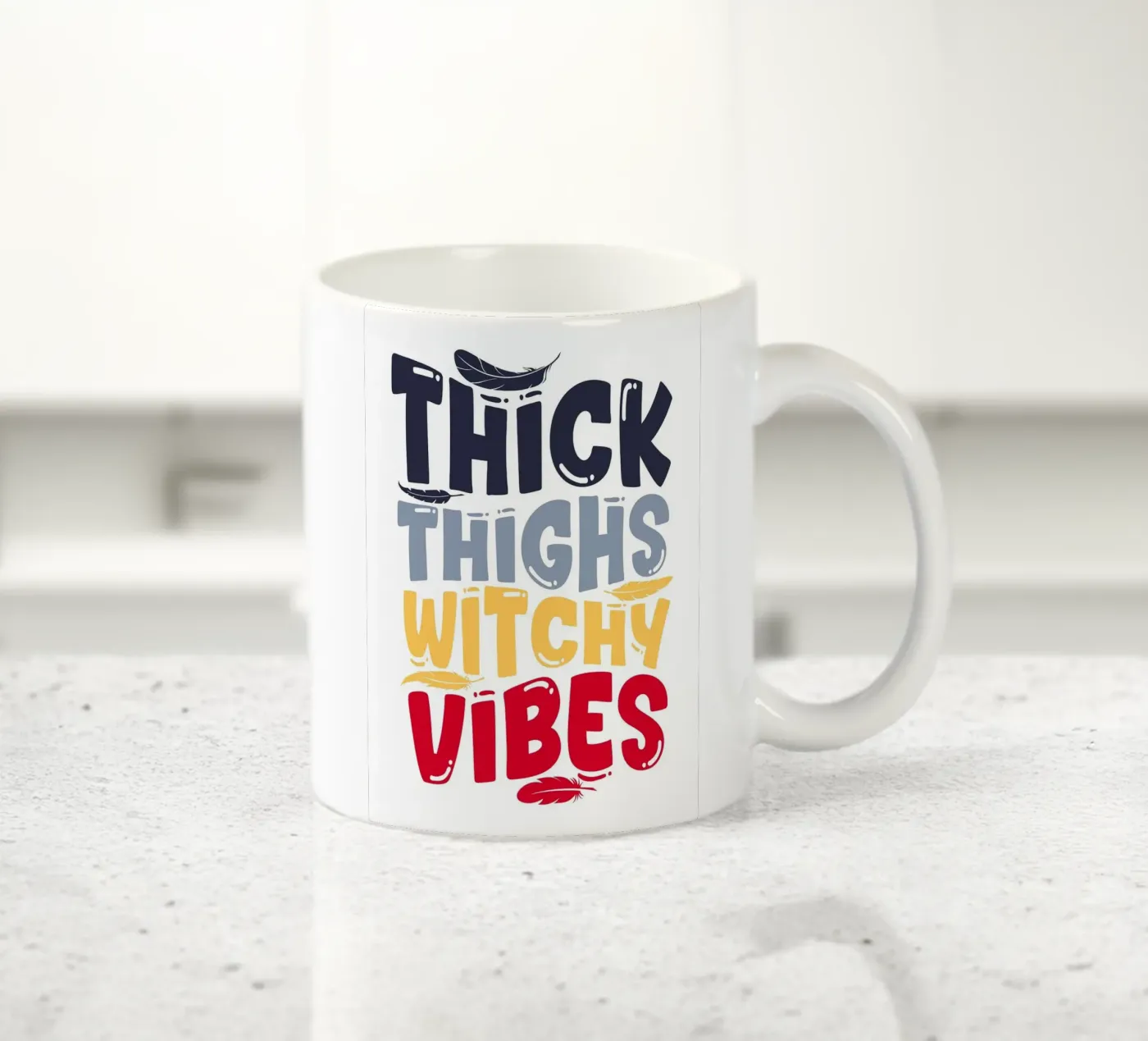 text typography feathers ceramic mug by FlowersShop