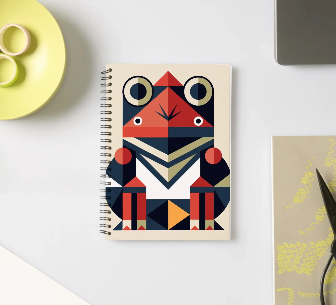 frog geometrics ilustration spiral notebook by nemaro
