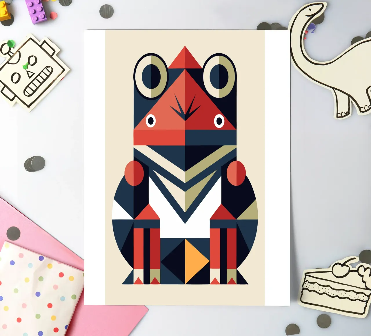 frog geometrics ilustration sticker sheet by nemaro