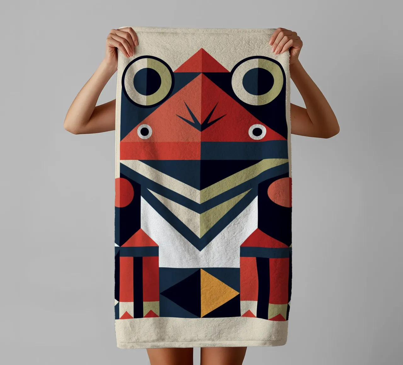 frog geometrics ilustration towel by nemaro