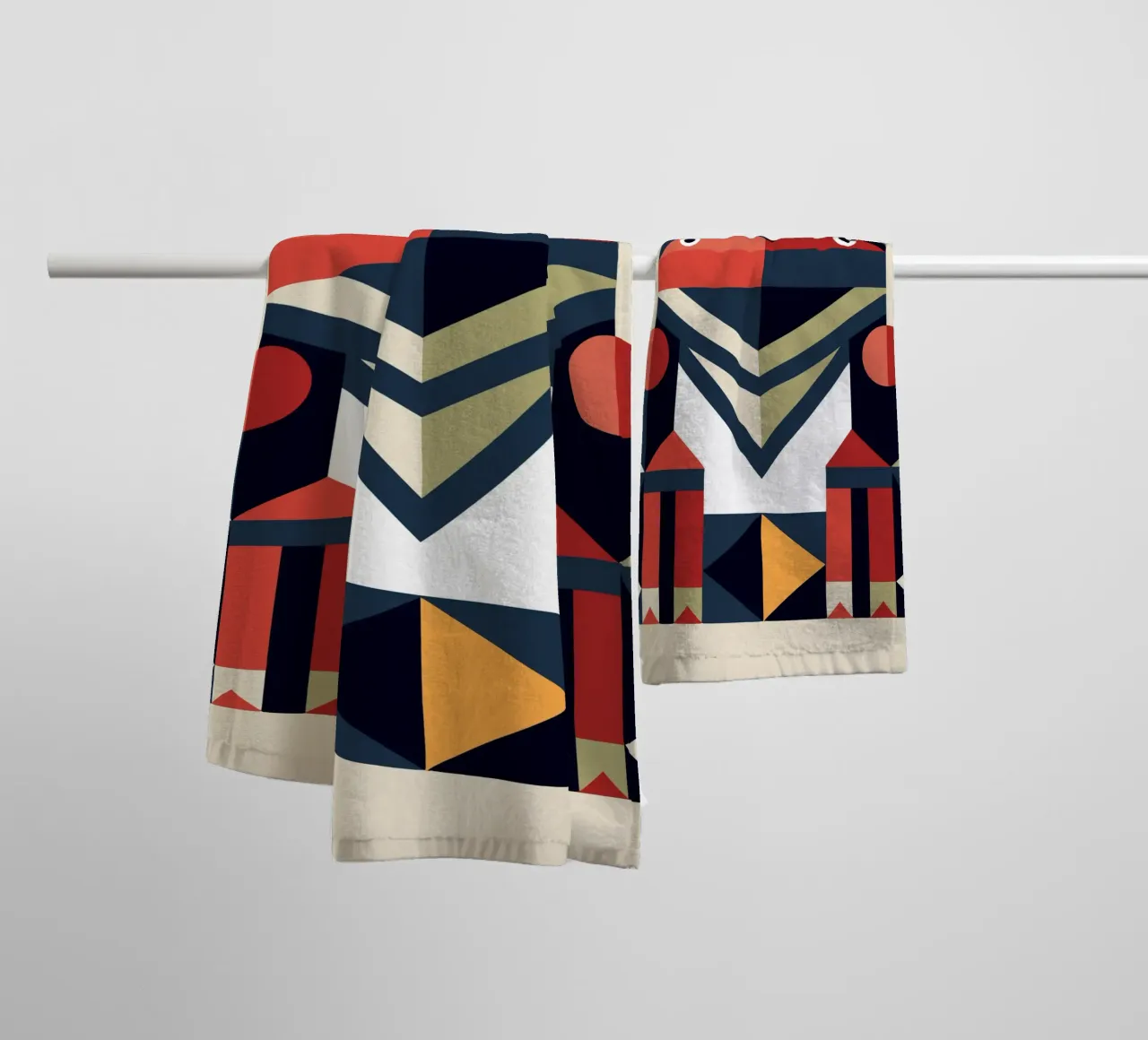 frog geometrics ilustration towel by nemaro