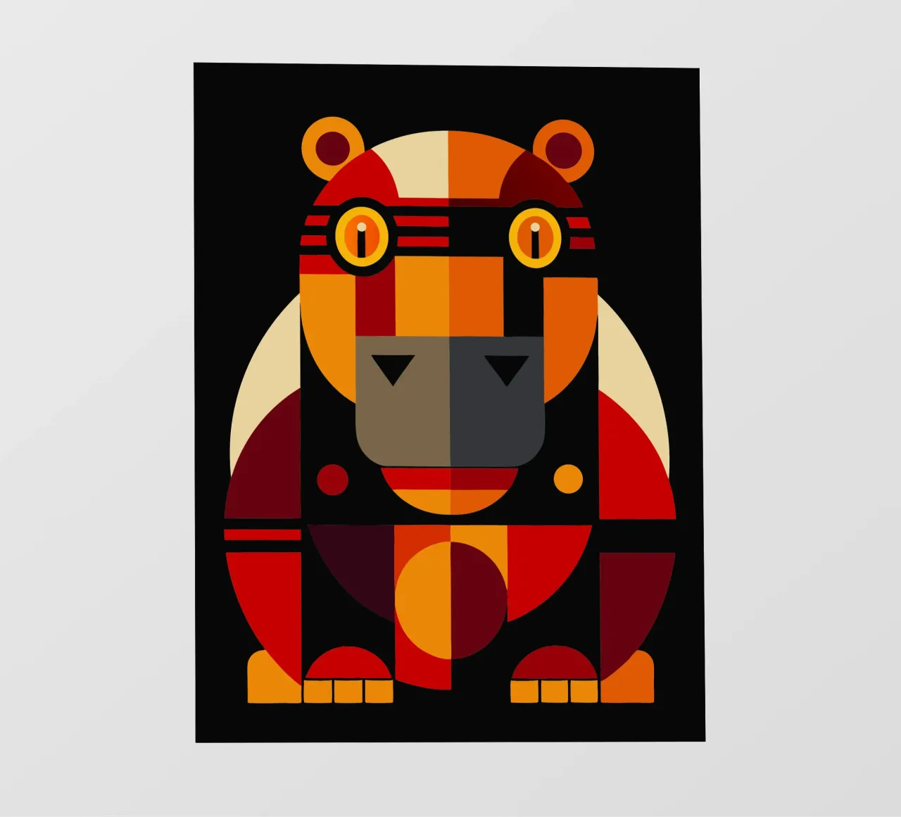 ilustrazione geometrica dell'ippopotamo pellicola backlit da nemaro