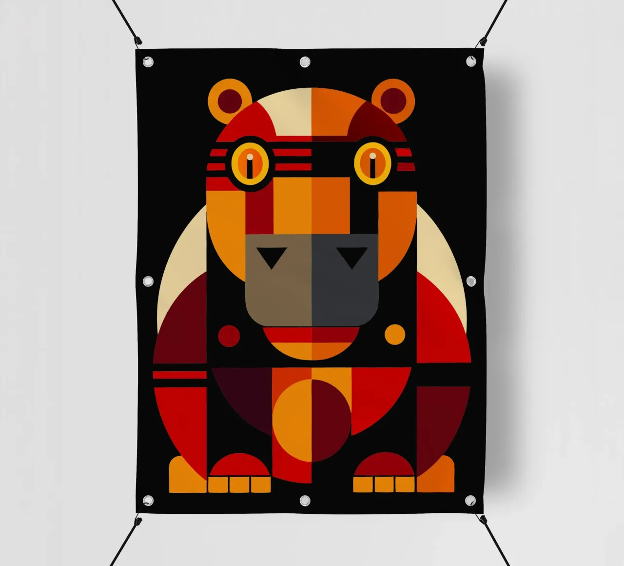 ilustrazione geometrica dell'ippopotamo telo in pvc da nemaro