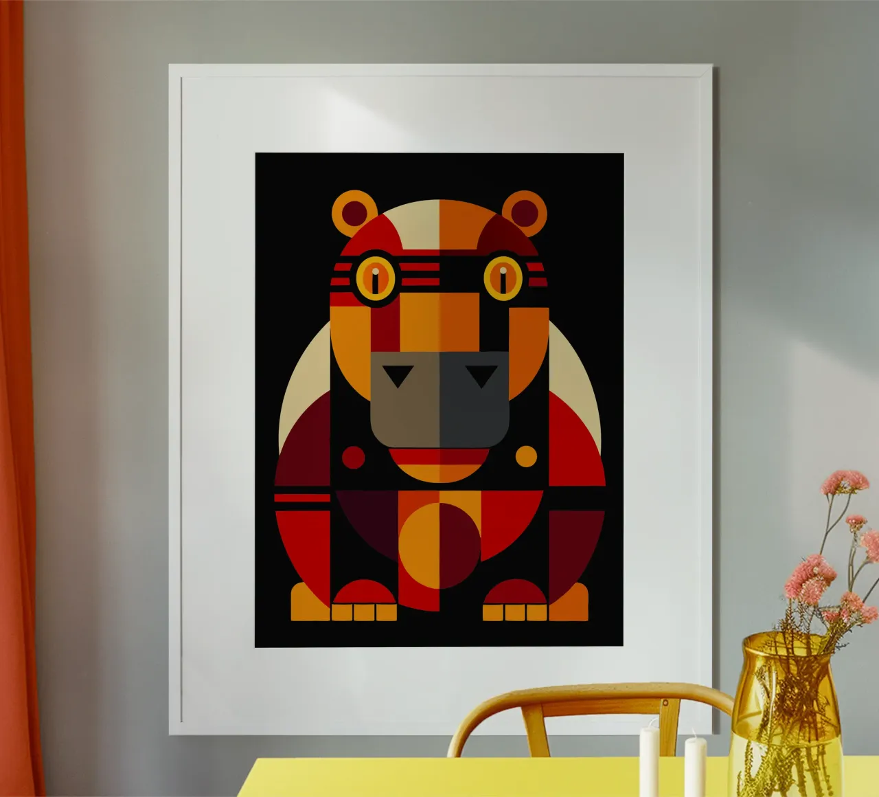 hippopotamus geometrics ilustration poster by nemaro