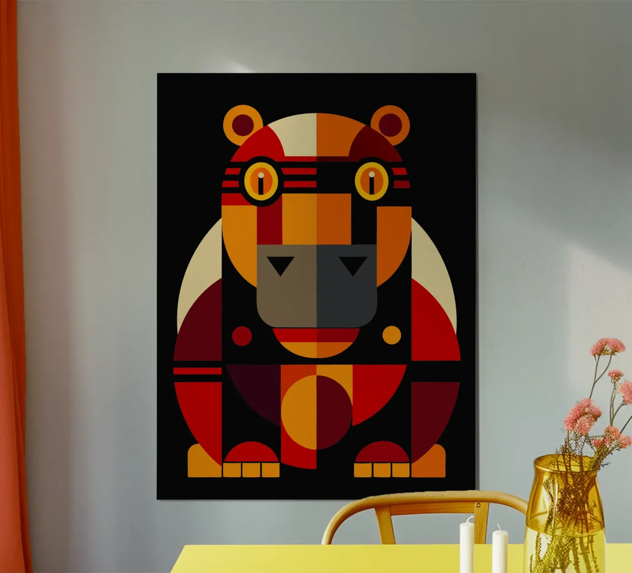 hippopotamus geometrics ilustration poster by nemaro