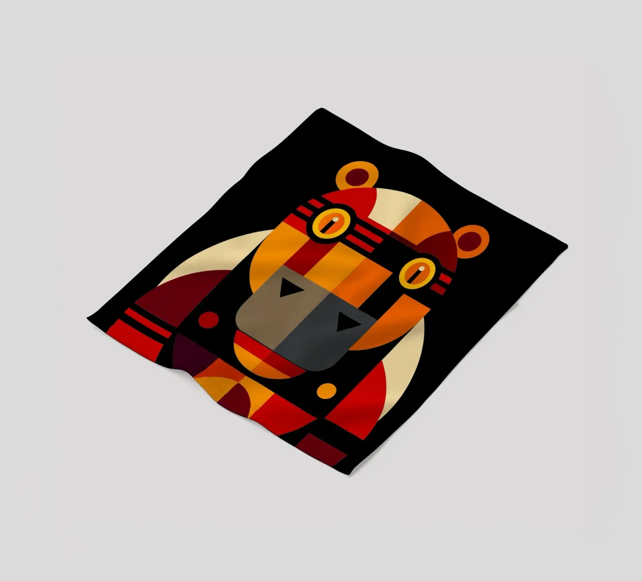ilustrazione geometrica dell'ippopotamo coperta in pile da nemaro