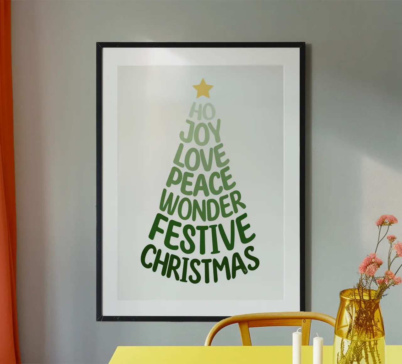 Albero di Natale verde tipografico carta hahnemühle da Brandi N Huskey