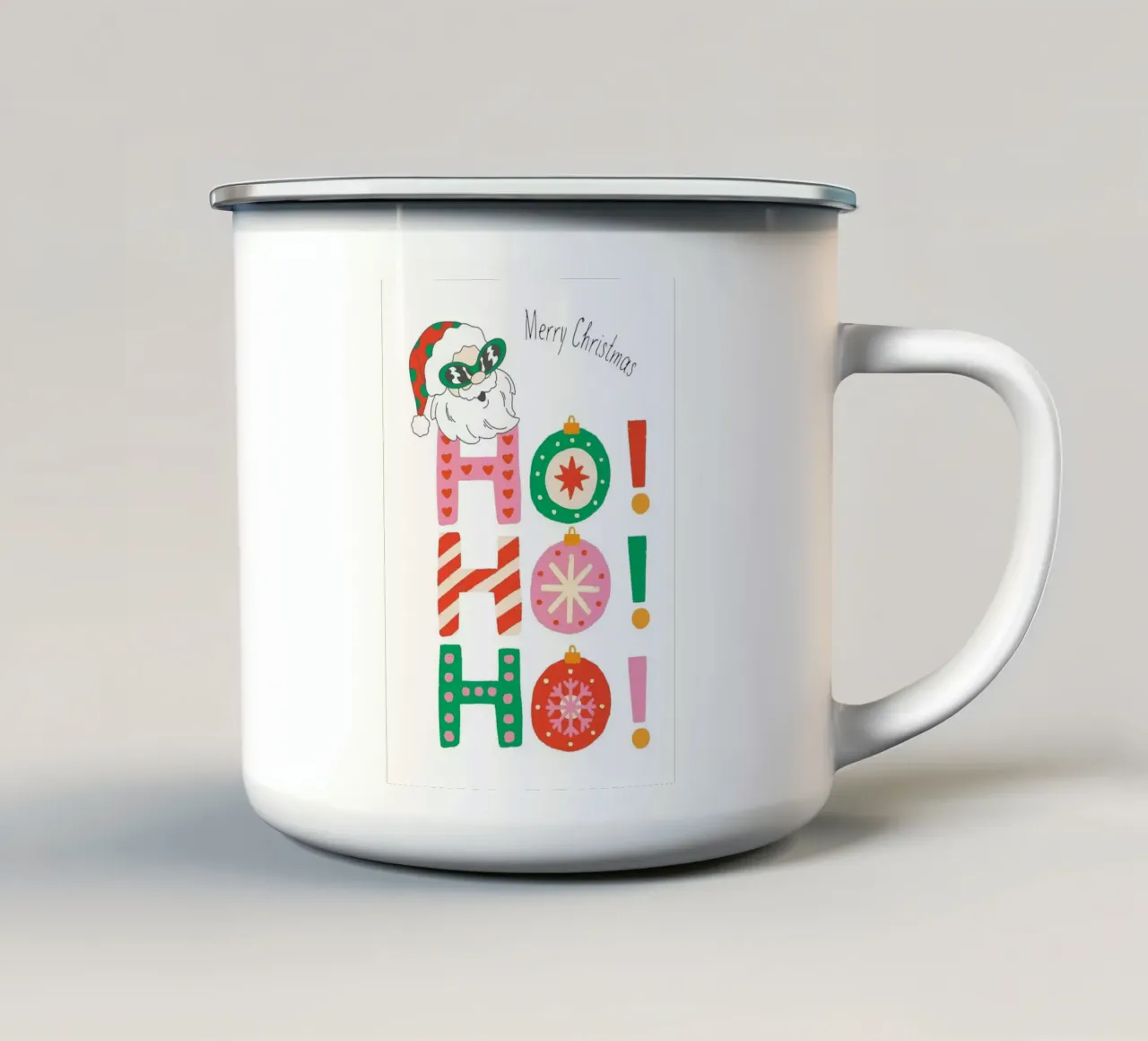 Santa Laugh tazza in smalto da Brandi N Huskey