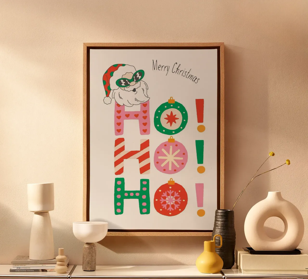 Kerstman lachen canvas met Baklijst van Brandi N Huskey