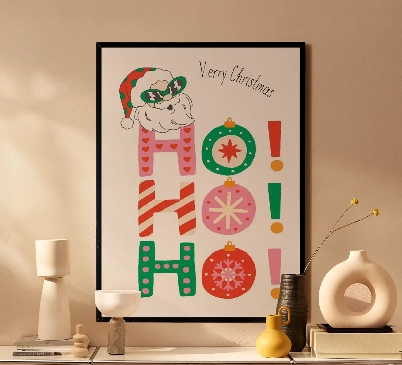 Santa Laugh poster con telaio in alluminio da Brandi N Huskey