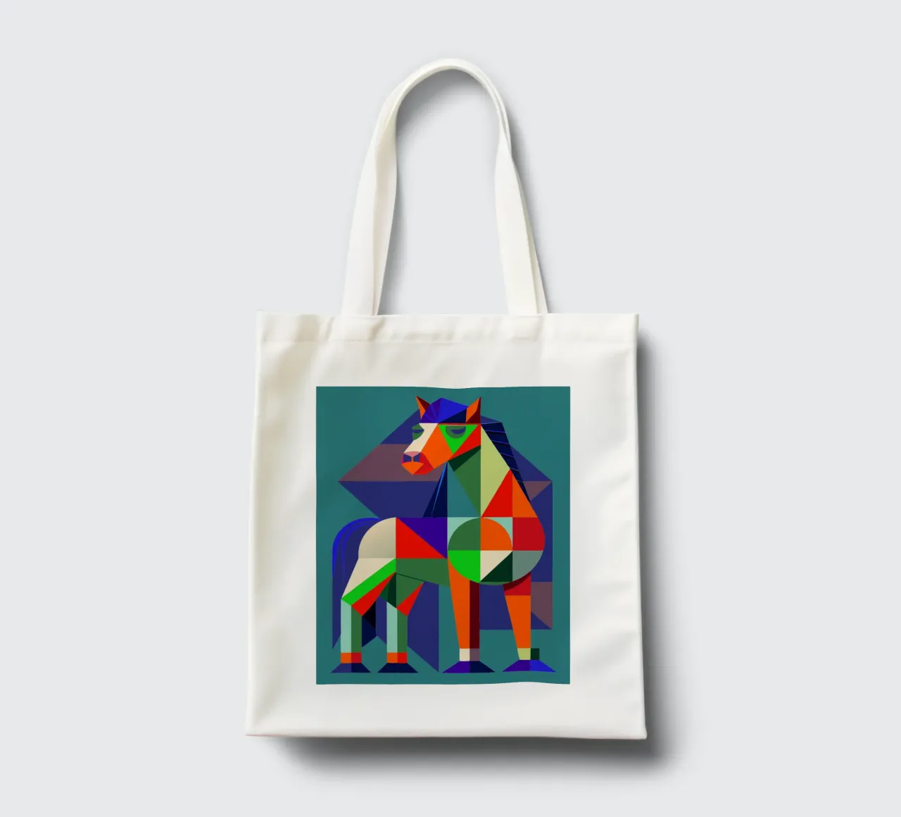ilustrazione geometrica del cavallo borsa in juta da nemaro