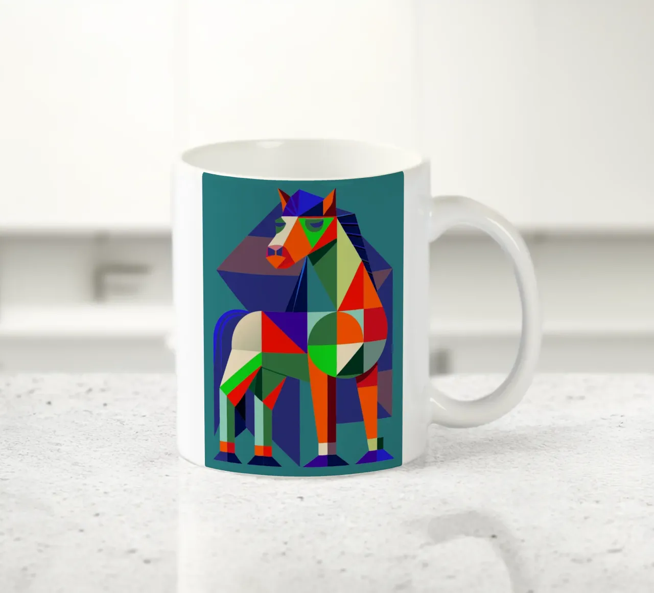 ilustrazione geometrica del cavallo tazza in ceramica da nemaro