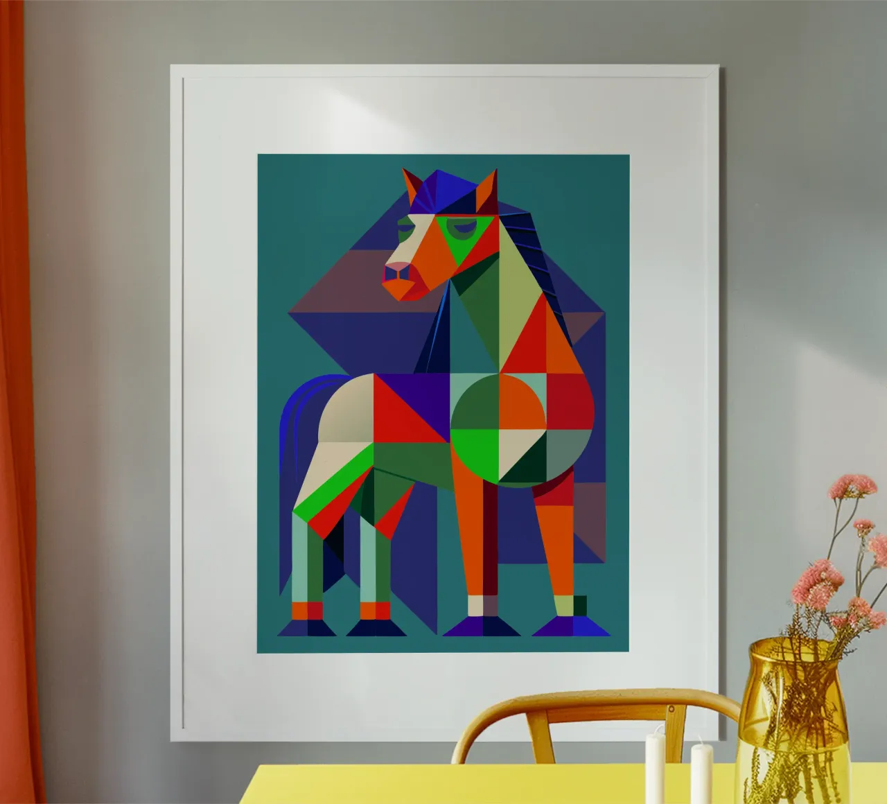 ilustrazione geometrica del cavallo poster con telaio in plastica da nemaro