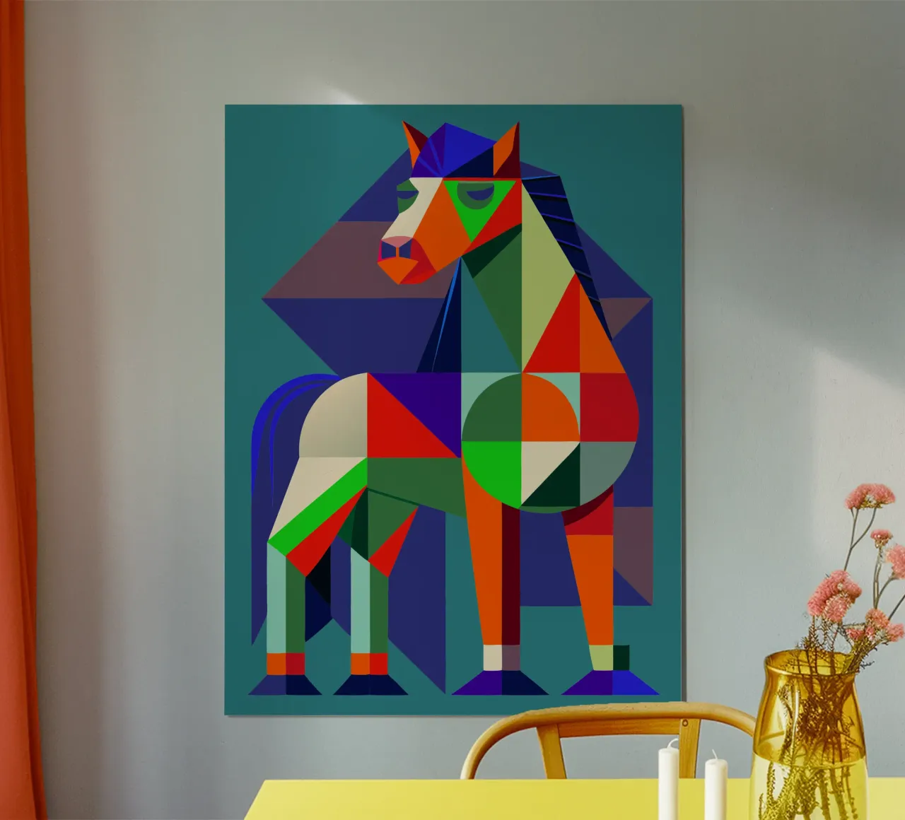 ilustrazione geometrica del cavallo poster con telaio in plastica da nemaro