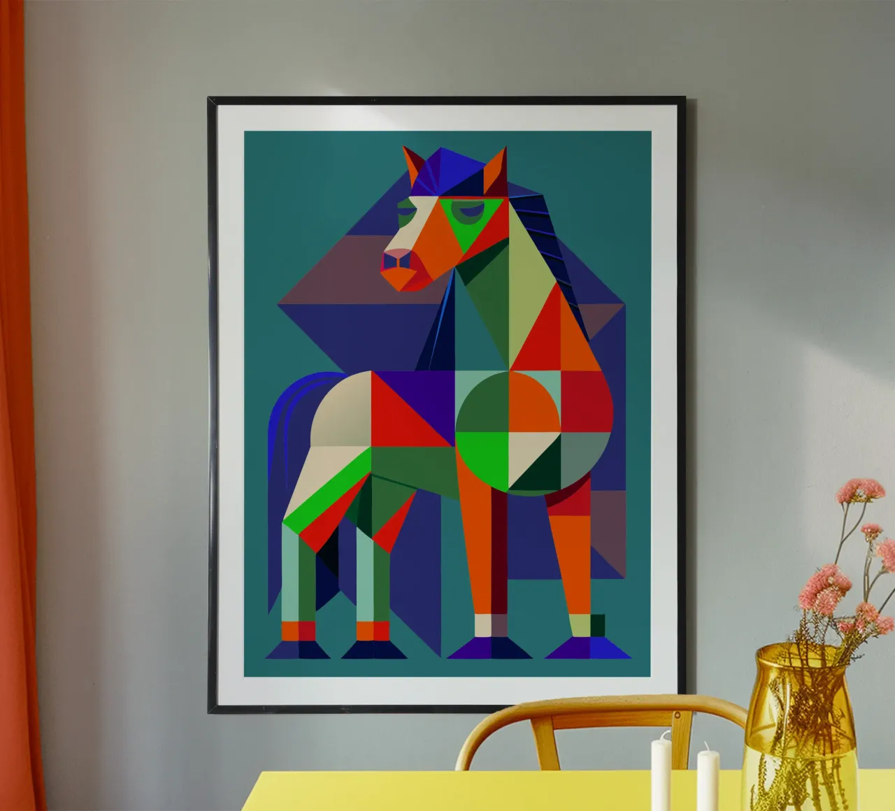 ilustrazione geometrica del cavallo poster con telaio in plastica da nemaro