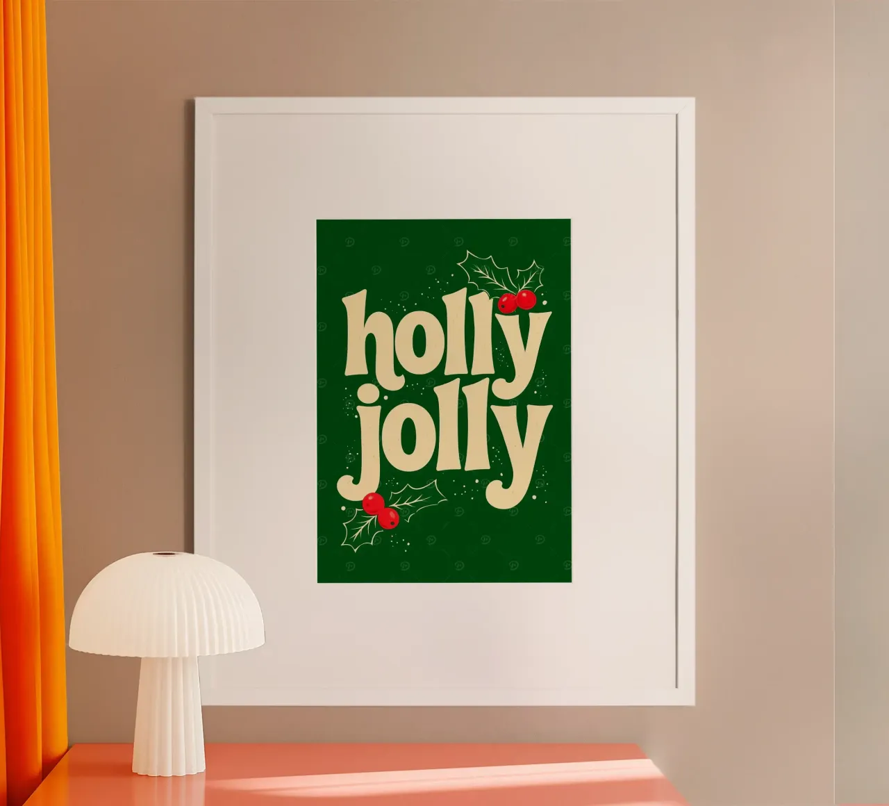 Auguri di Natale Holly Jolly poster con telaio in alluminio da Brandi N Huskey