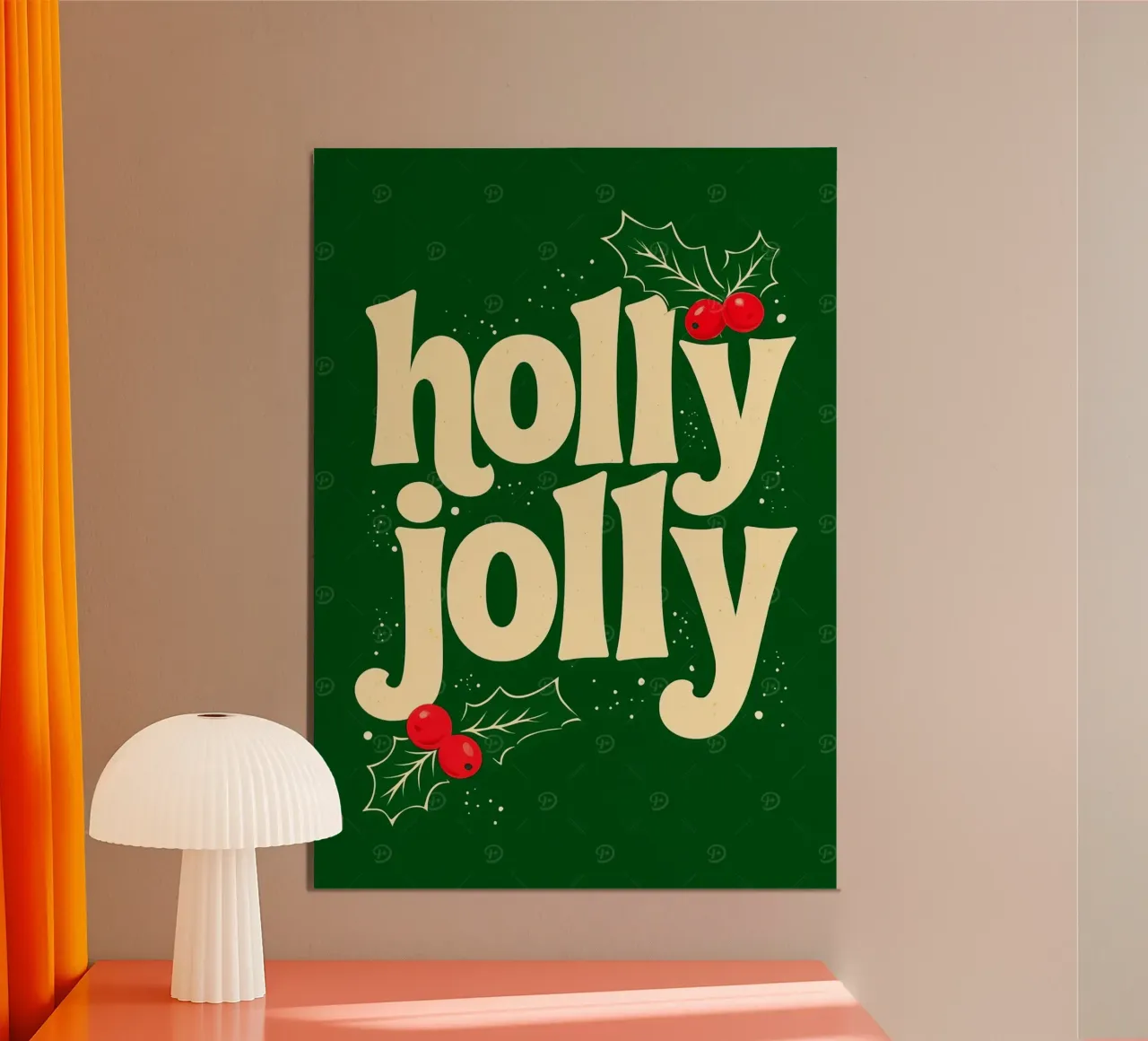 Auguri di Natale Holly Jolly poster con telaio in alluminio da Brandi N Huskey
