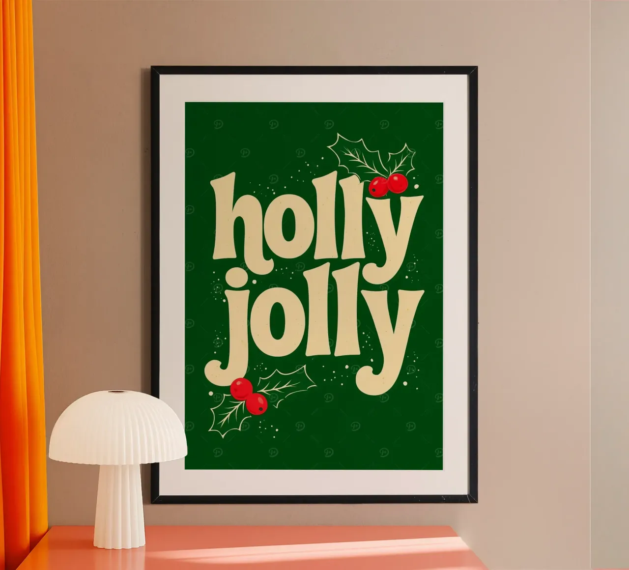 Auguri di Natale Holly Jolly poster con telaio in alluminio da Brandi N Huskey