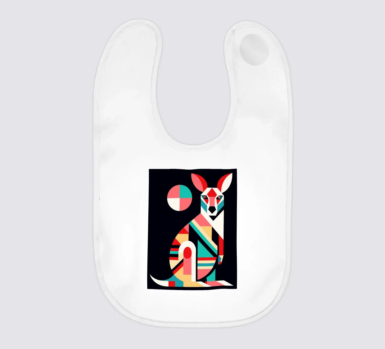 kangaroo geometrics ilustration baby bib by nemaro