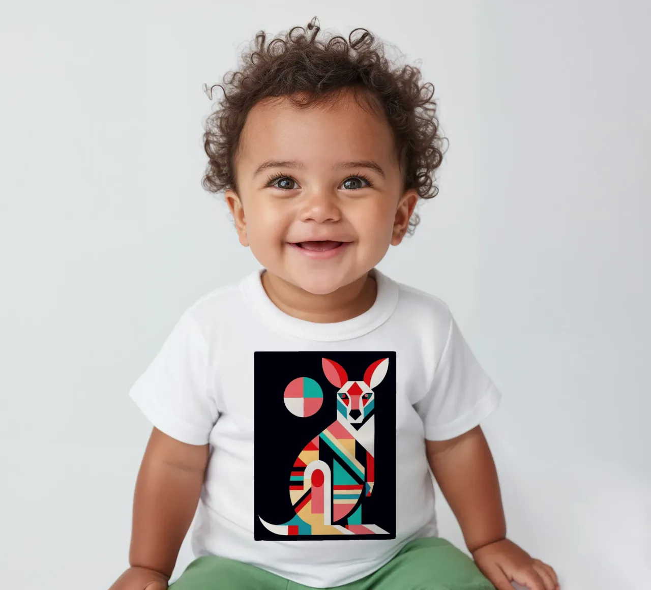 kangaroo geometrics ilustration baby t-shirt by nemaro
