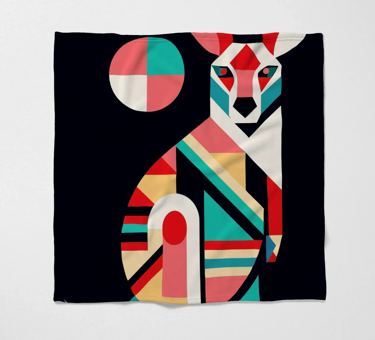 kangaroo geometrics ilustration fleece blanket by nemaro