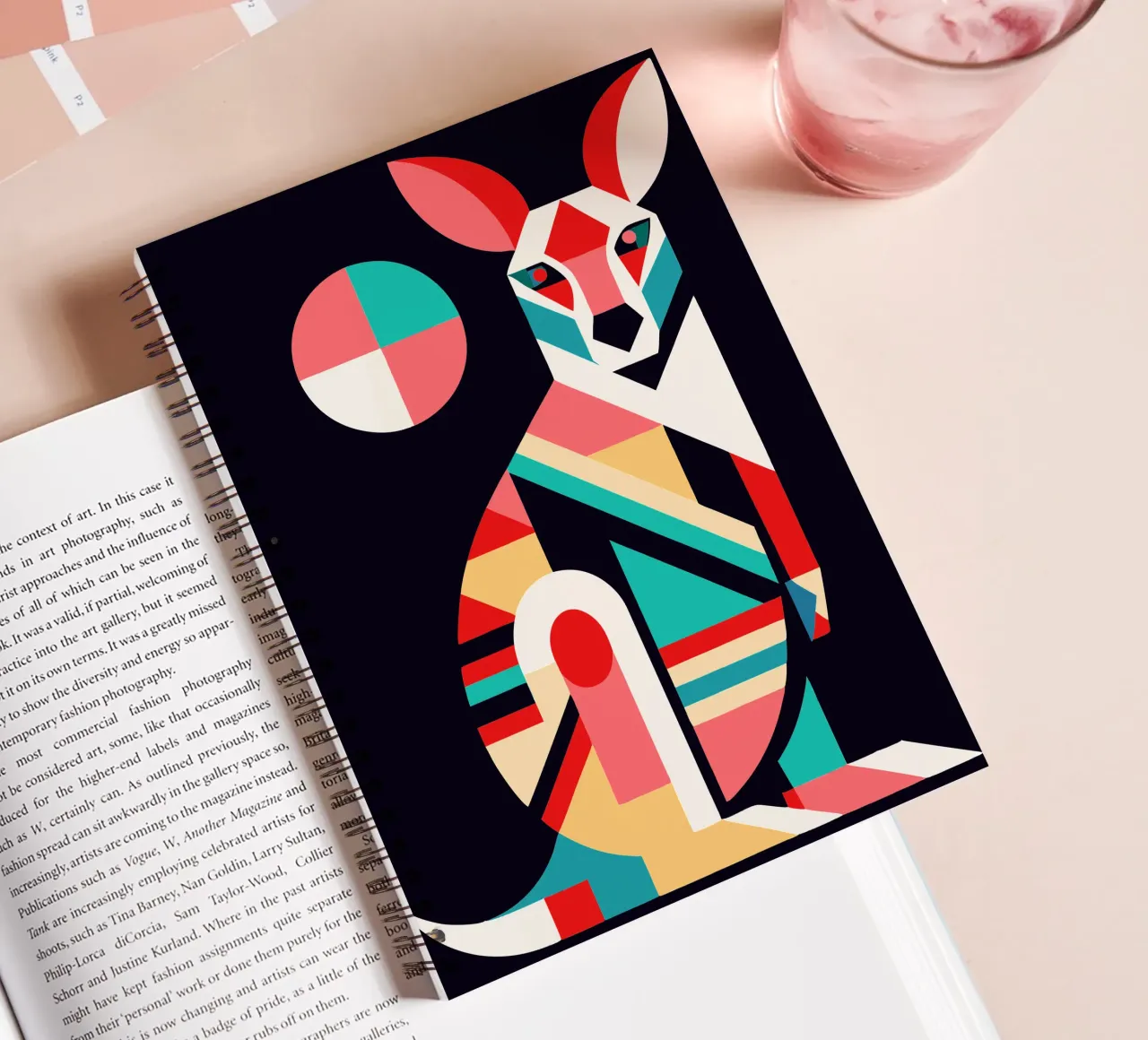 kangaroo geometrics ilustration spiral notebook by nemaro