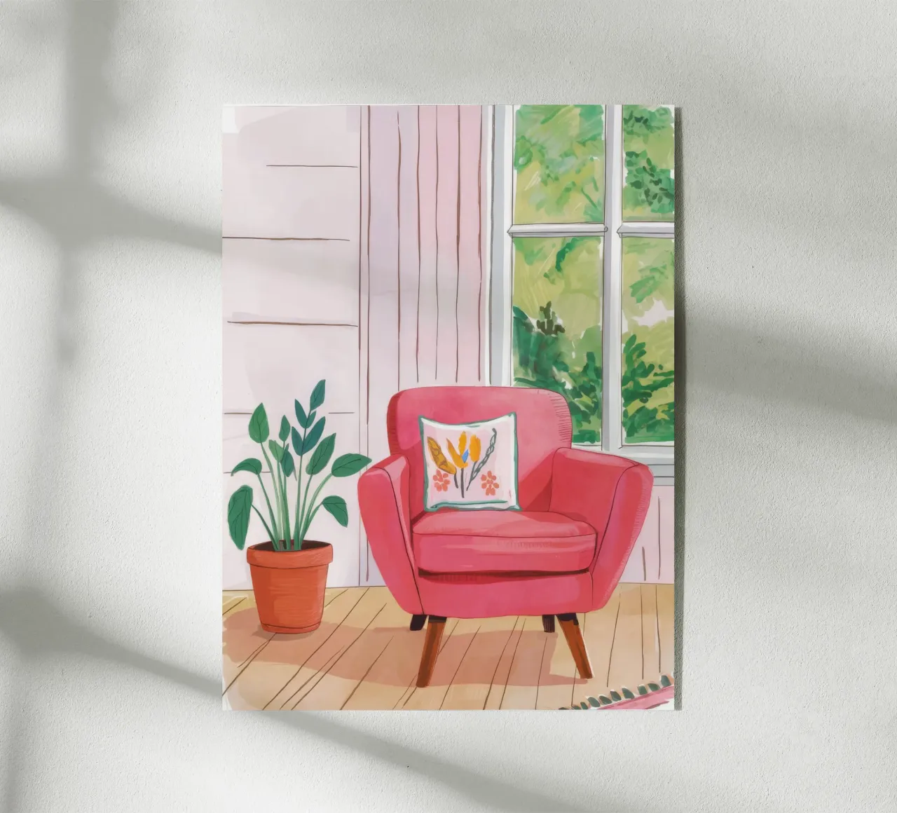 Pink Chair Window Garden acrylic glass by Tiga Bersama