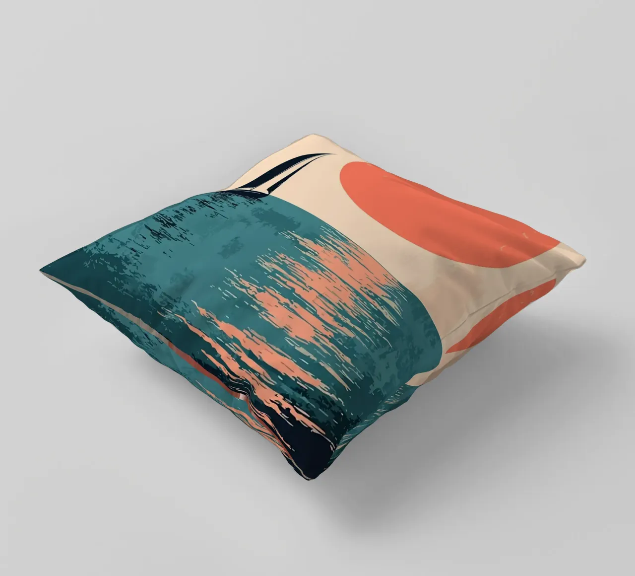 Zeilboot Zonsondergang Minimalistische Kunst kussen van MinimalistDesign