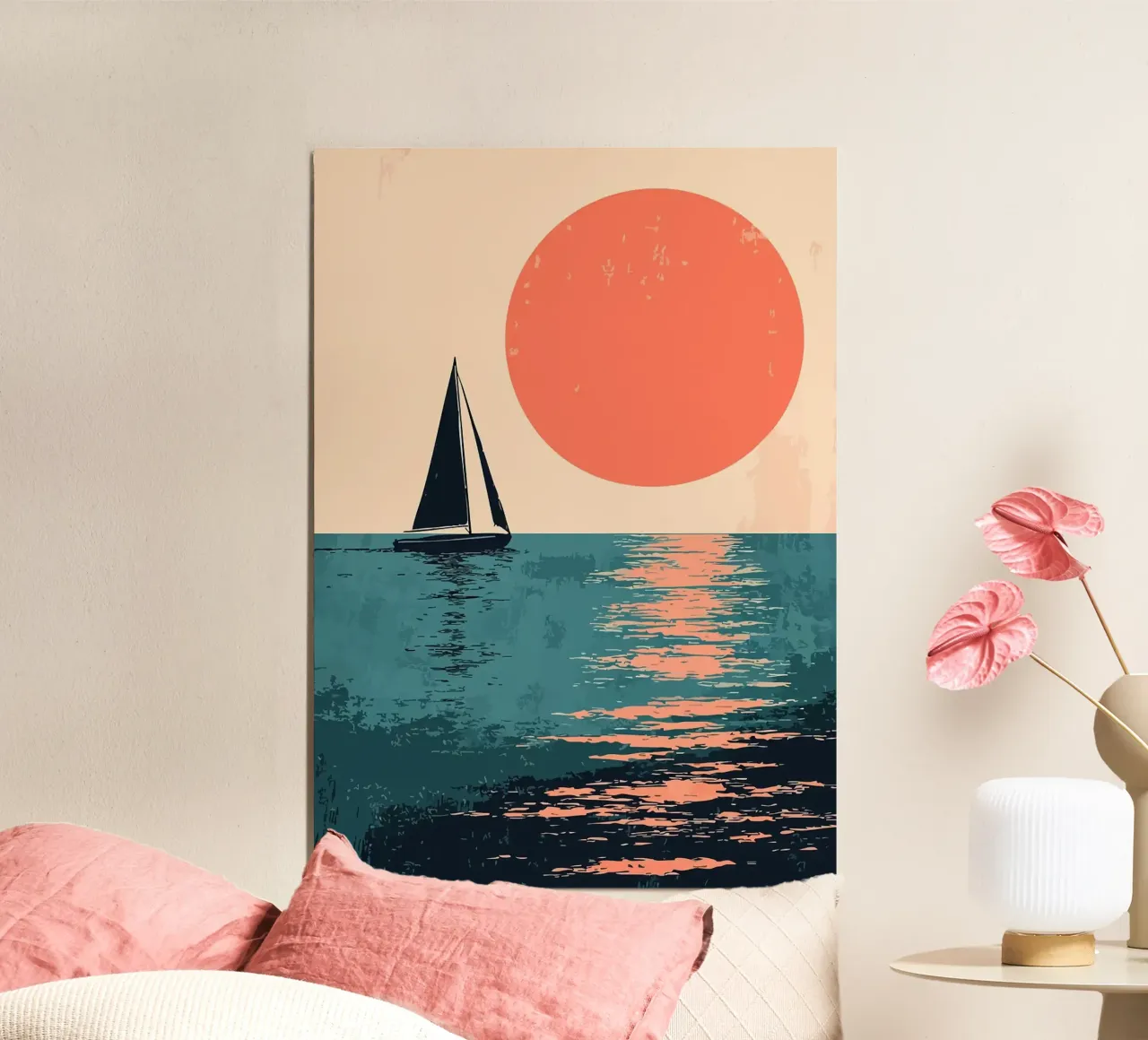 Barca a vela al tramonto Arte minimalista poster da MinimalistDesign