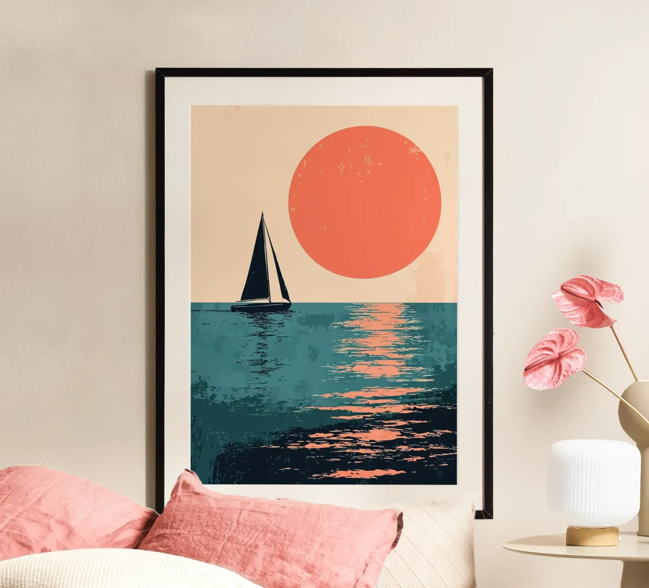 Barca a vela al tramonto Arte minimalista poster da MinimalistDesign