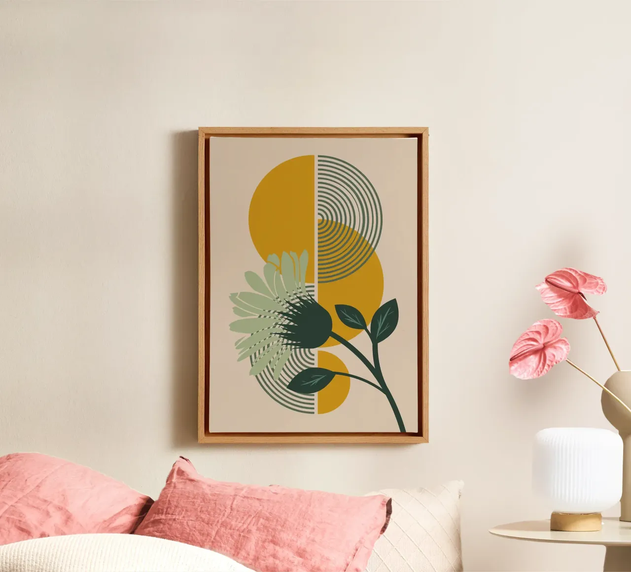 Abstracte bloemsierkunst canvas met Baklijst van MinimalistDesign