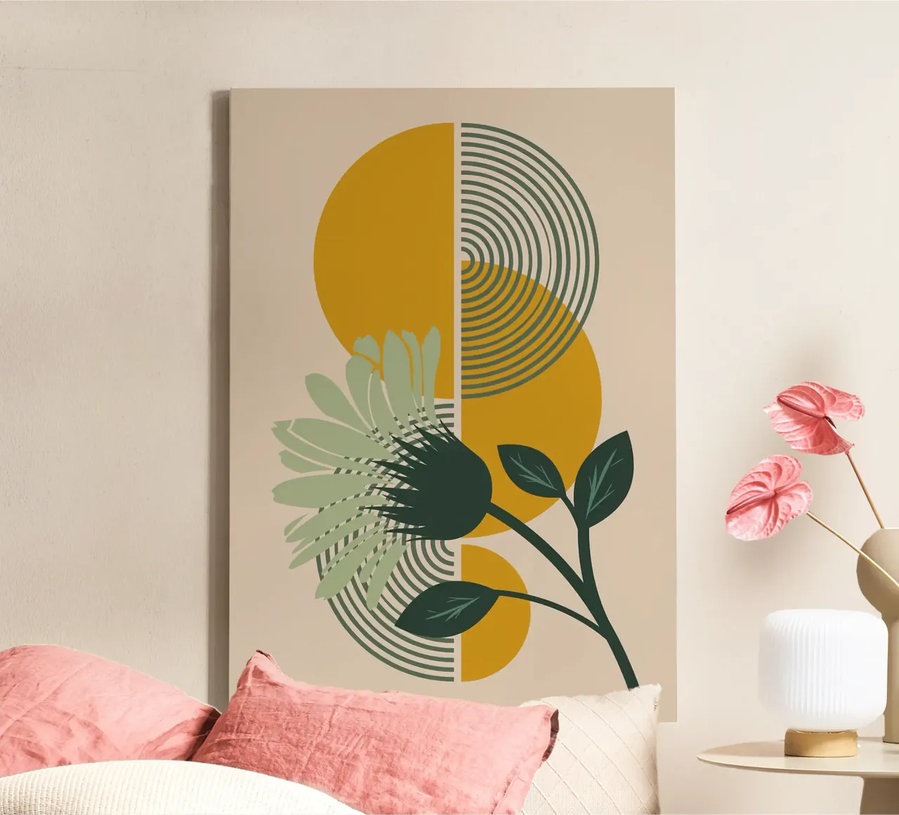 Abstracte bloemsierkunst canvas met Baklijst van MinimalistDesign