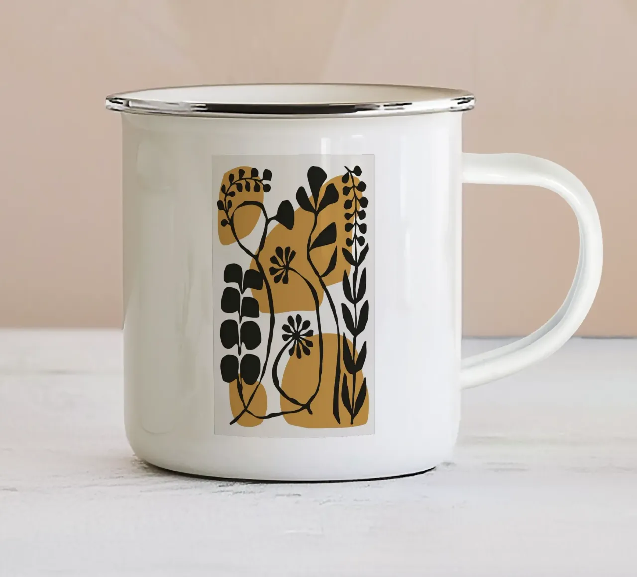 Moderne botanische silhouetten - Minimalistische abstracte kunst emaille mok van MinimalistDesign