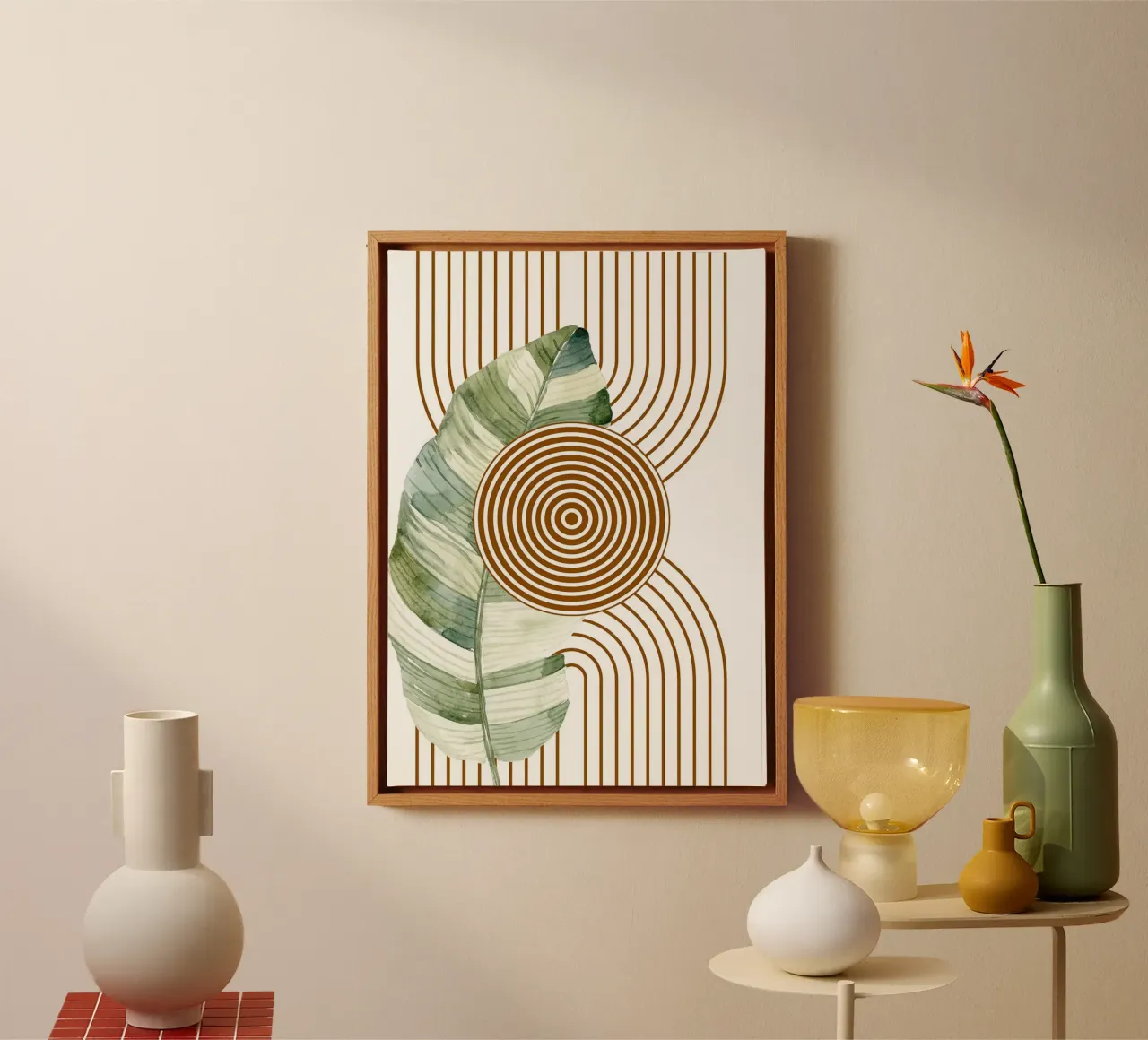 Tropical Leaf Abstract Art canvas with Floater frame by MinimalistDesign