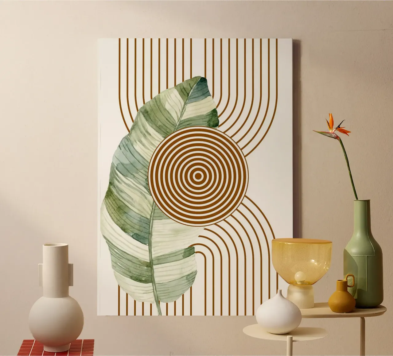 Tropical Leaf Abstract Art canvas with Floater frame by MinimalistDesign