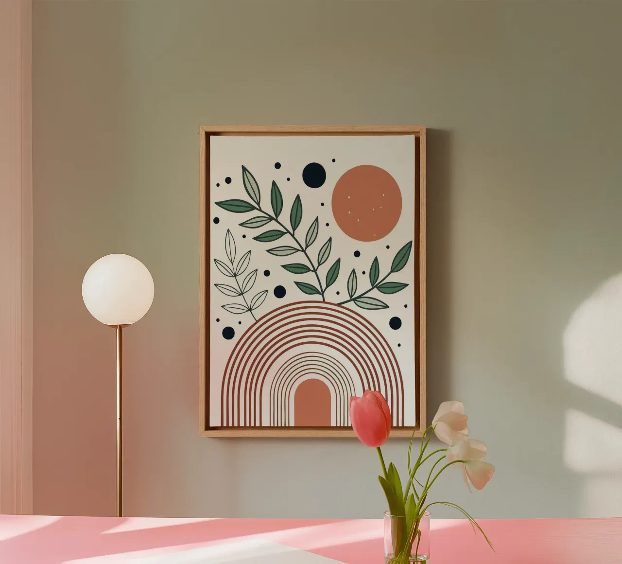 Boho Regenboog canvas met Baklijst van MinimalistDesign