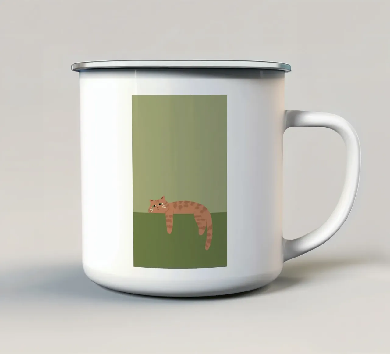 gatto zenzero pigro tazza in smalto da animal story home