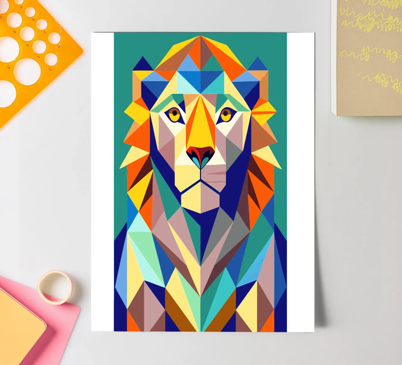 Löwe geometrische Illustration Stickerbogen von nemaro