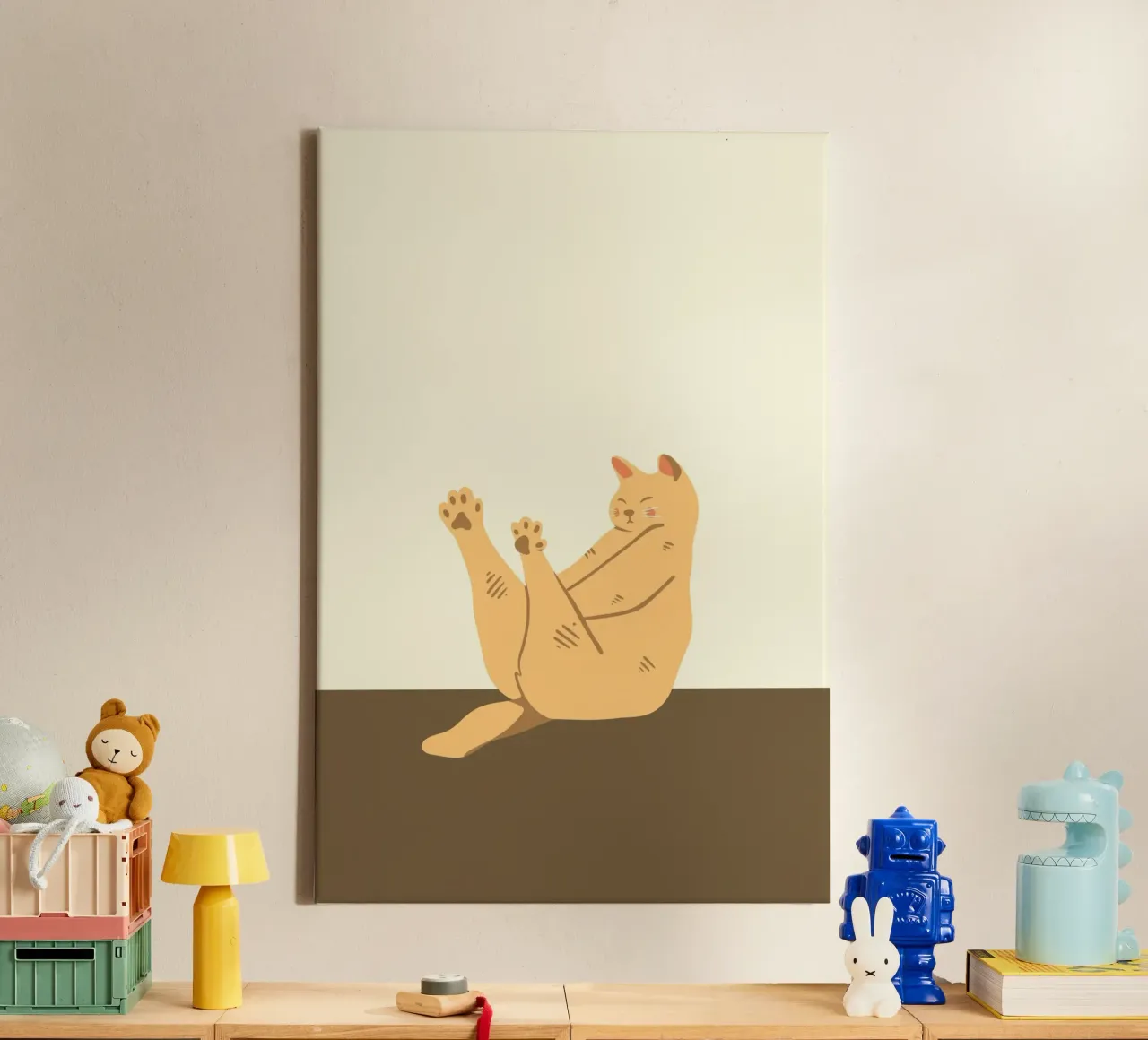 cartoon cat playing canvas by animal story home