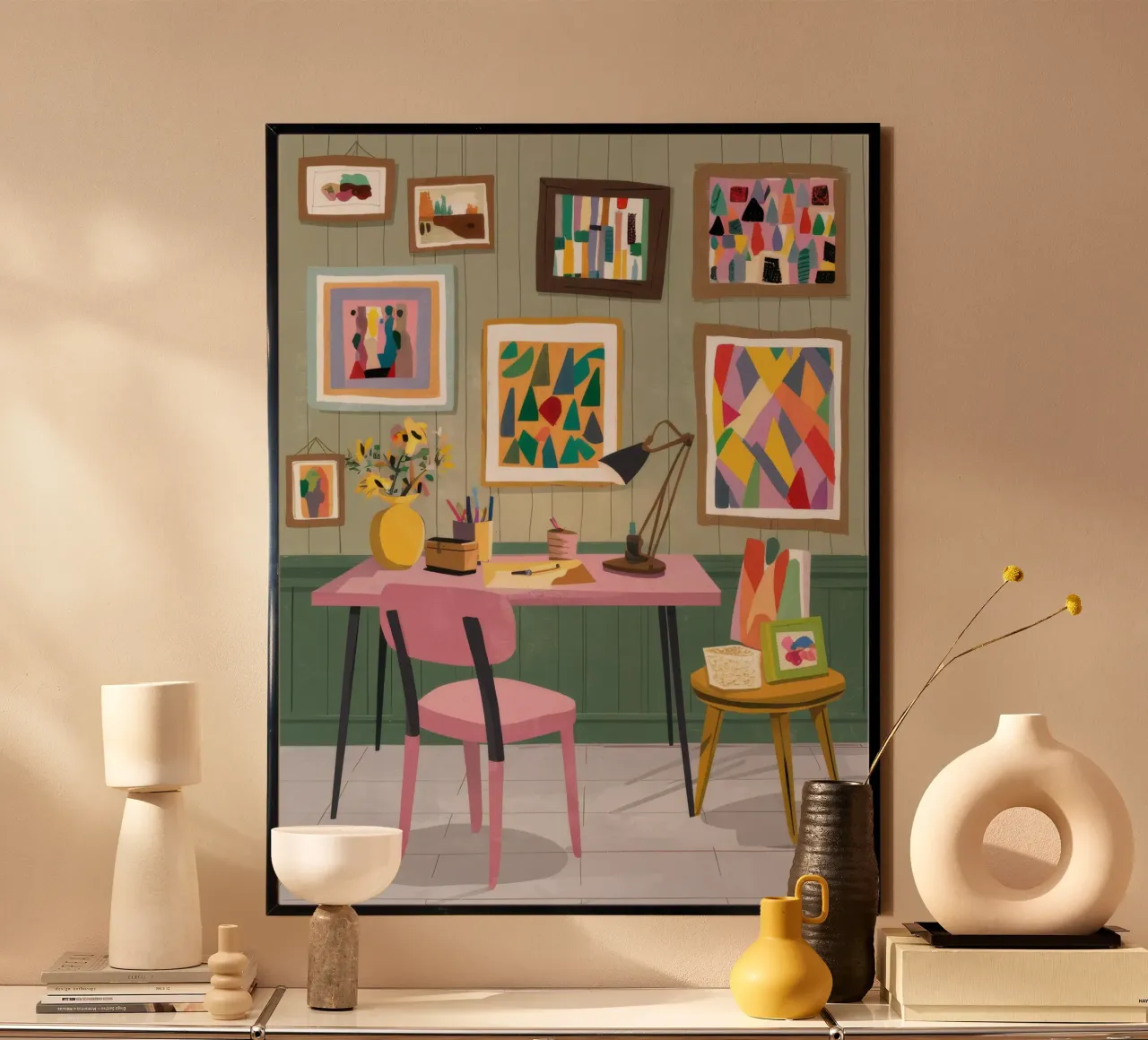 Rosa Schreibtisch Heiligtum Poster von Tiga Bersama