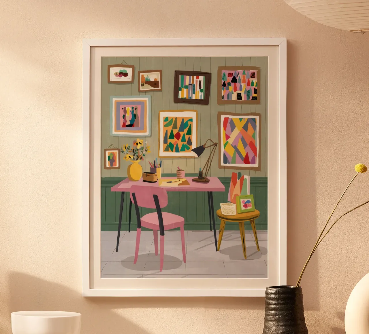 Rosa Schreibtisch Heiligtum Poster von Tiga Bersama