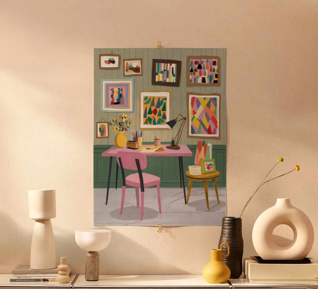 Rosa Schreibtisch Heiligtum Poster von Tiga Bersama