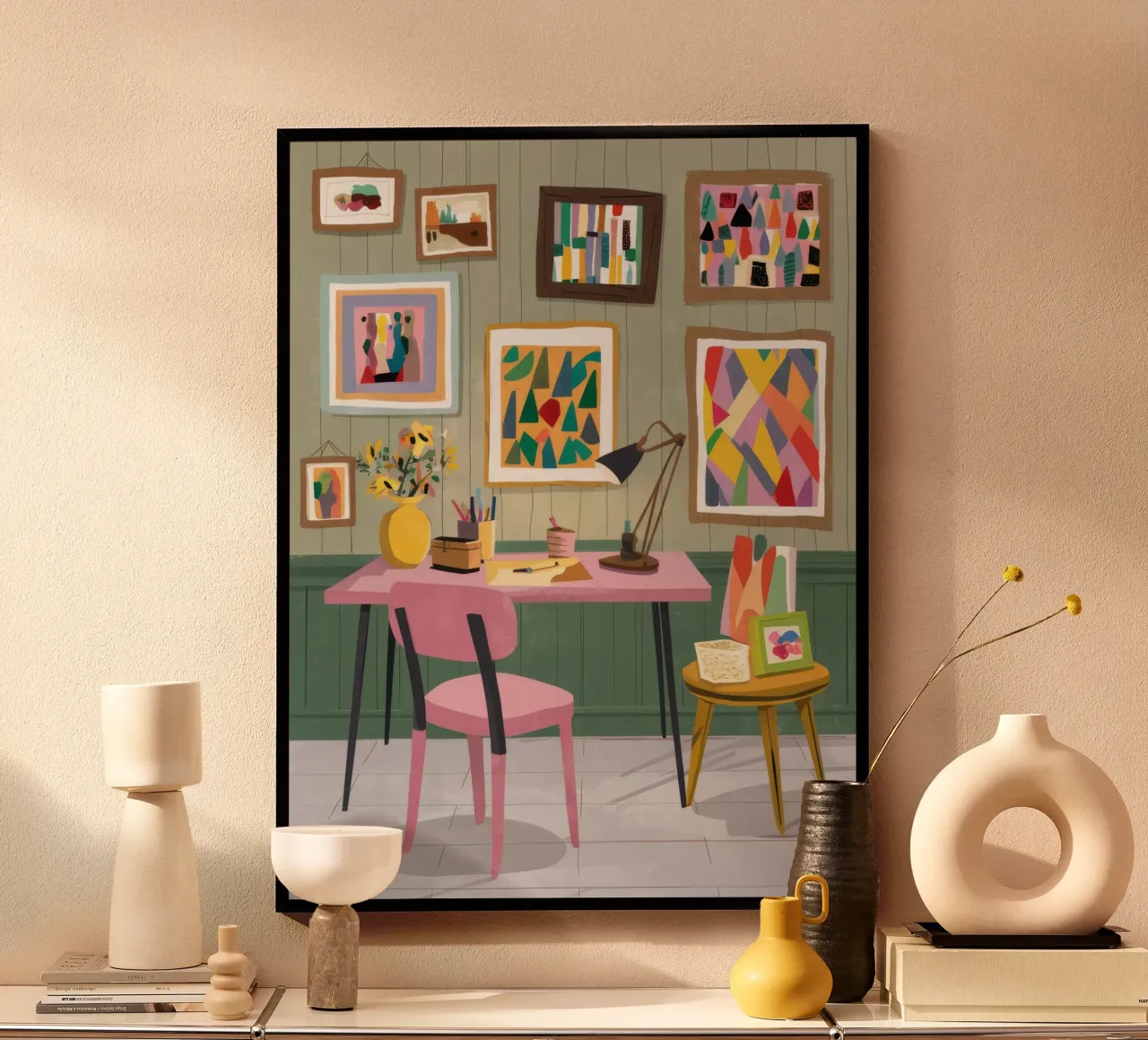 Rosa Schreibtisch Heiligtum Poster von Tiga Bersama