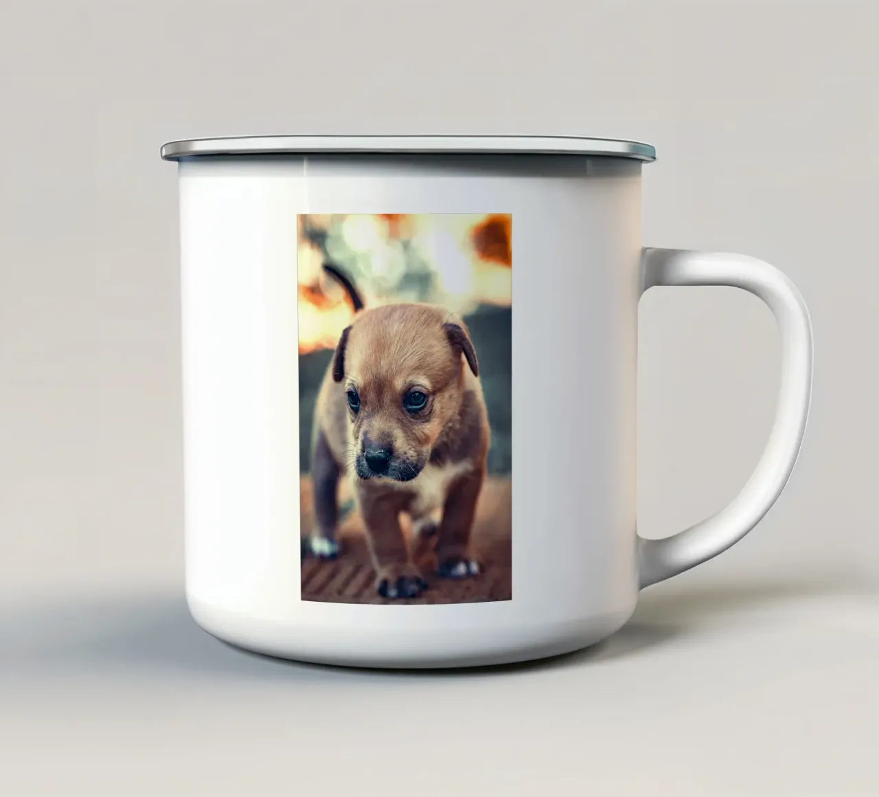 pelliccia marrone morbida tazza in smalto da animal story home