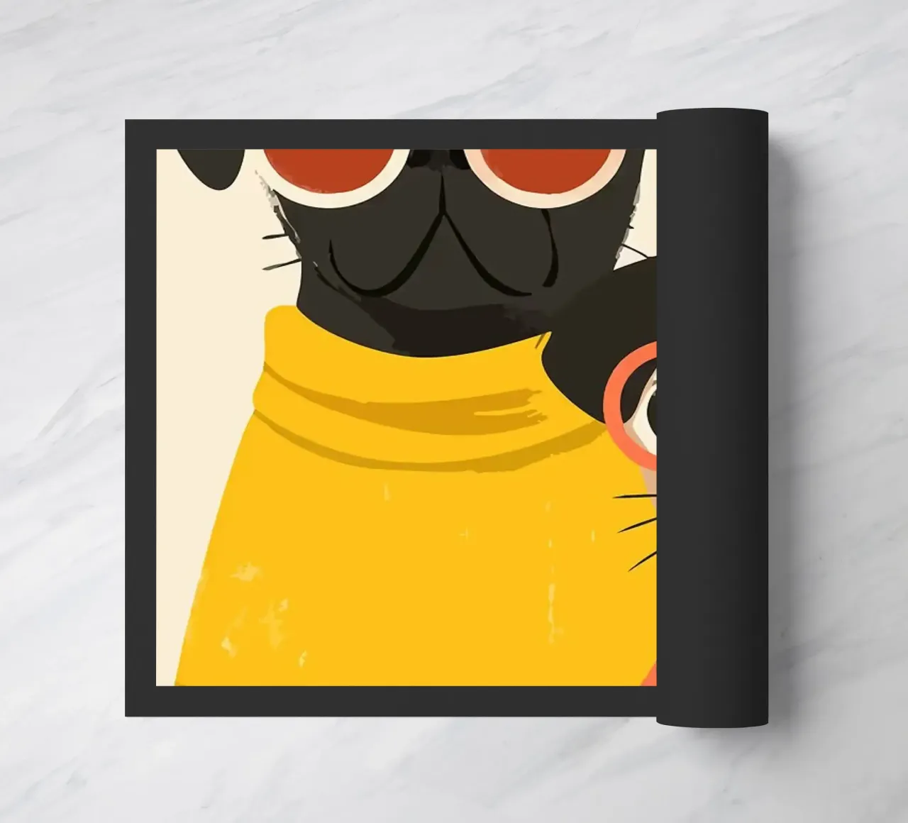 Due Boho Pug alla moda Illustrazione artistica minimalista zerbino da MinimalistDesign
