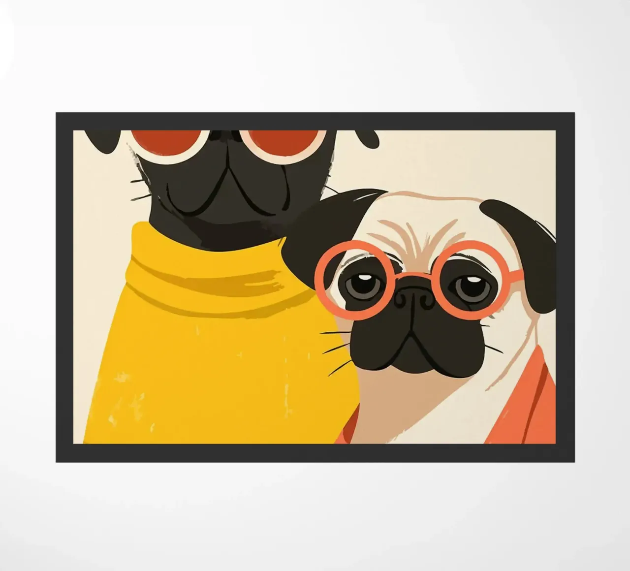 Due Boho Pug alla moda Illustrazione artistica minimalista zerbino da MinimalistDesign