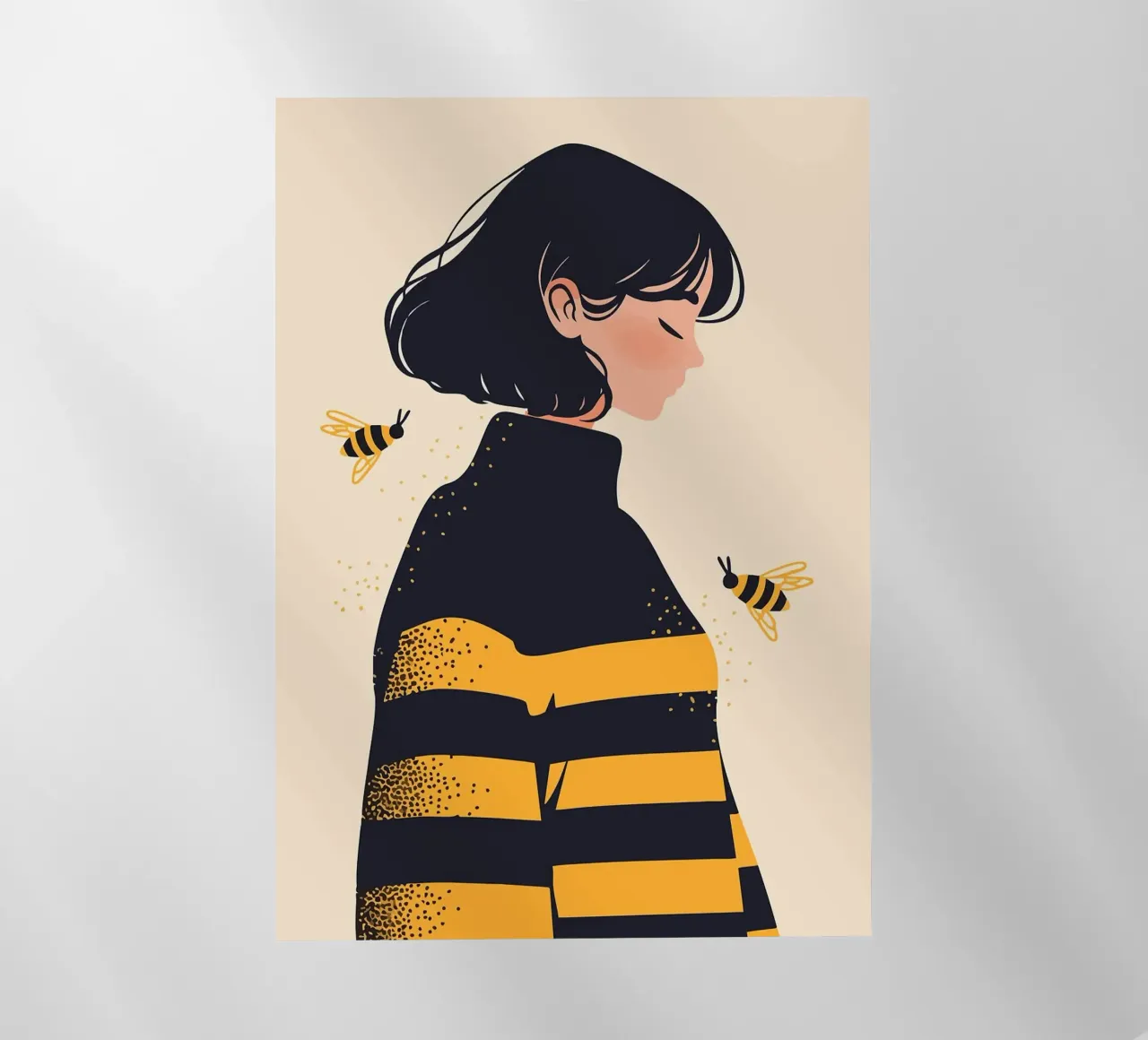 Ragazza con api Illustrazione artistica minimalista carina pellicola backlit da MinimalistDesign